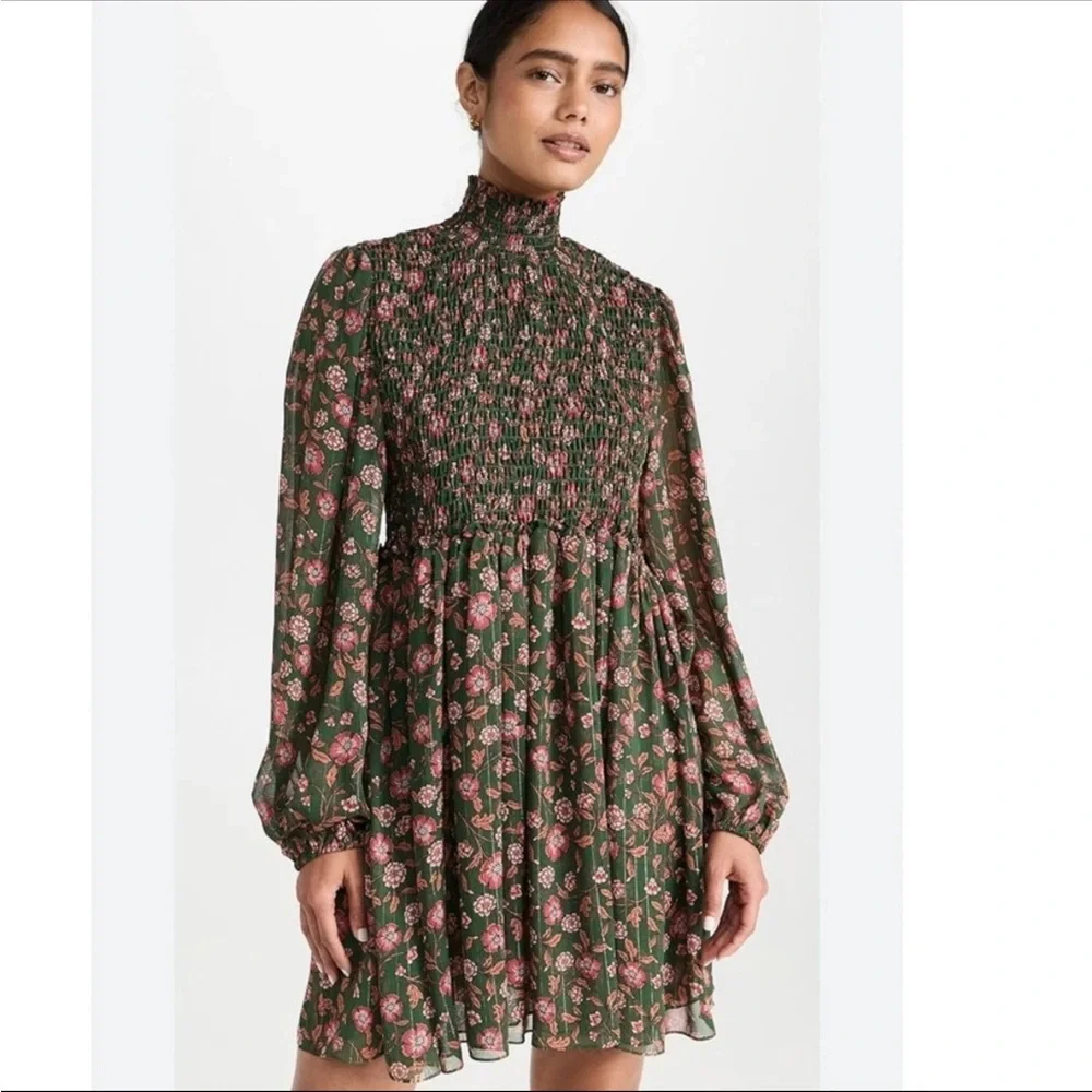 Misa‎ Los Angeles Jessa Floral Print Evergreen Bloom Dress mini Size S small